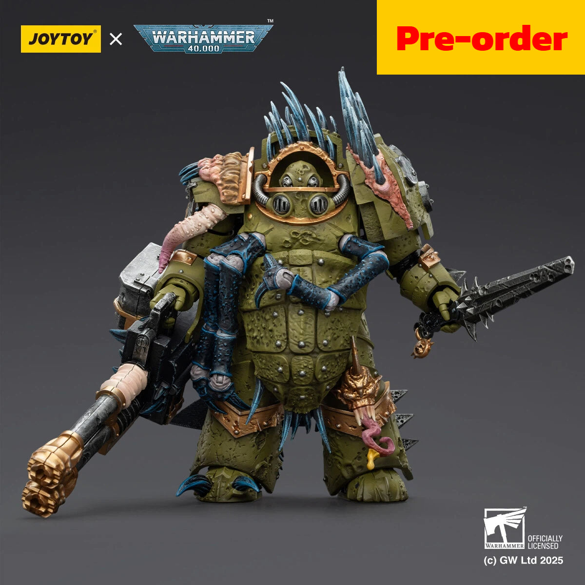 JOYTOY   Warhammer 40,000  Scale：1/18   Death Guard Blightlord Terminator 1 with Reaper Autocannon and Bubotic Blades