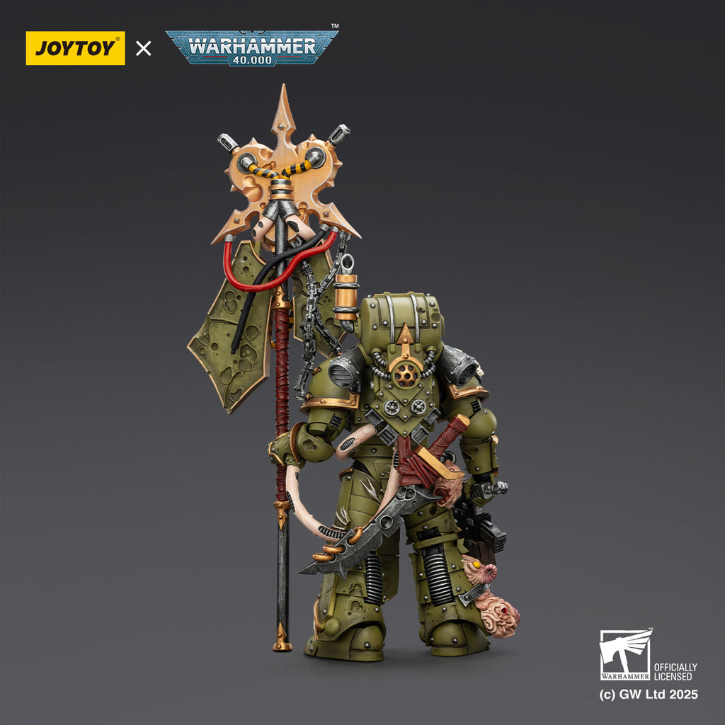 JOYTOY  Warhammer 40,000  Scale：1/18  Death Guard Plague Marine Icon bearer with Boltgun and Plague knife