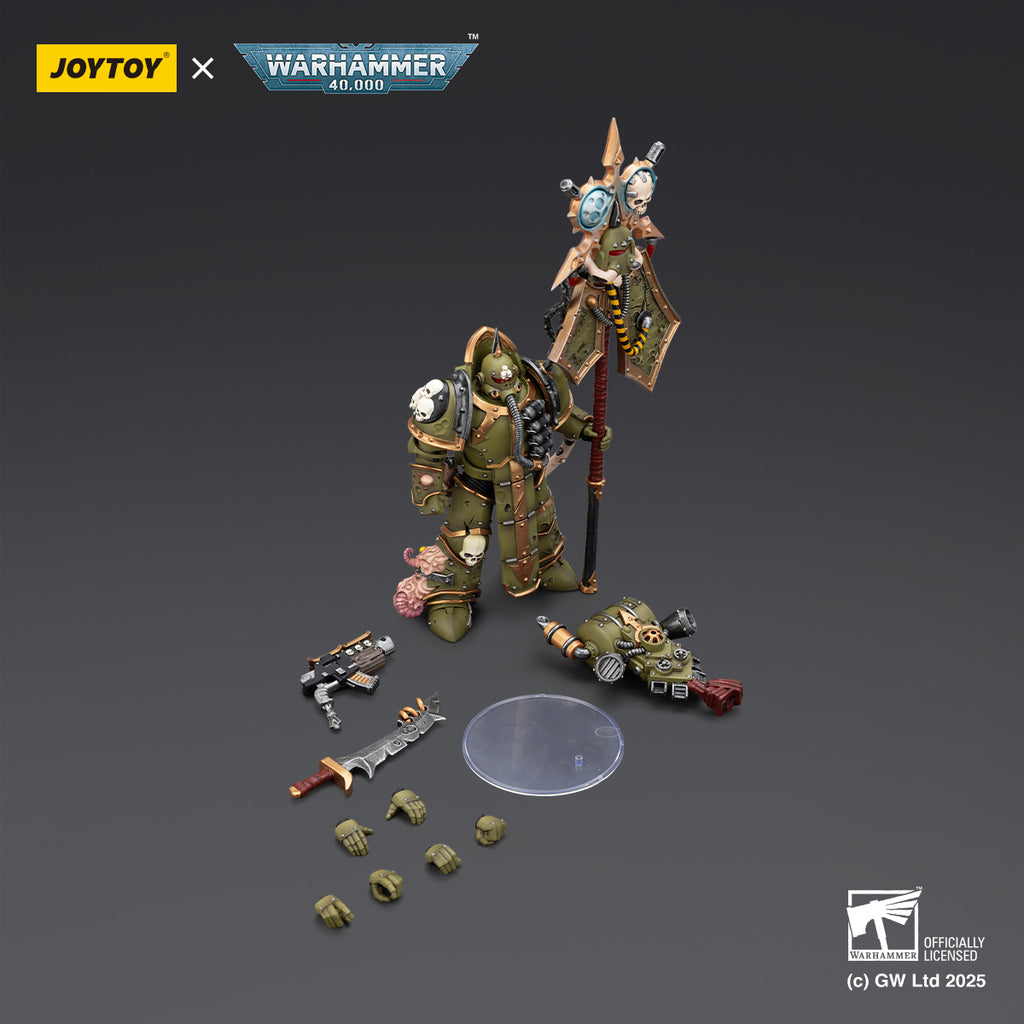 JOYTOY  Warhammer 40,000  Scale：1/18  Death Guard Plague Marine Icon bearer with Boltgun and Plague knife