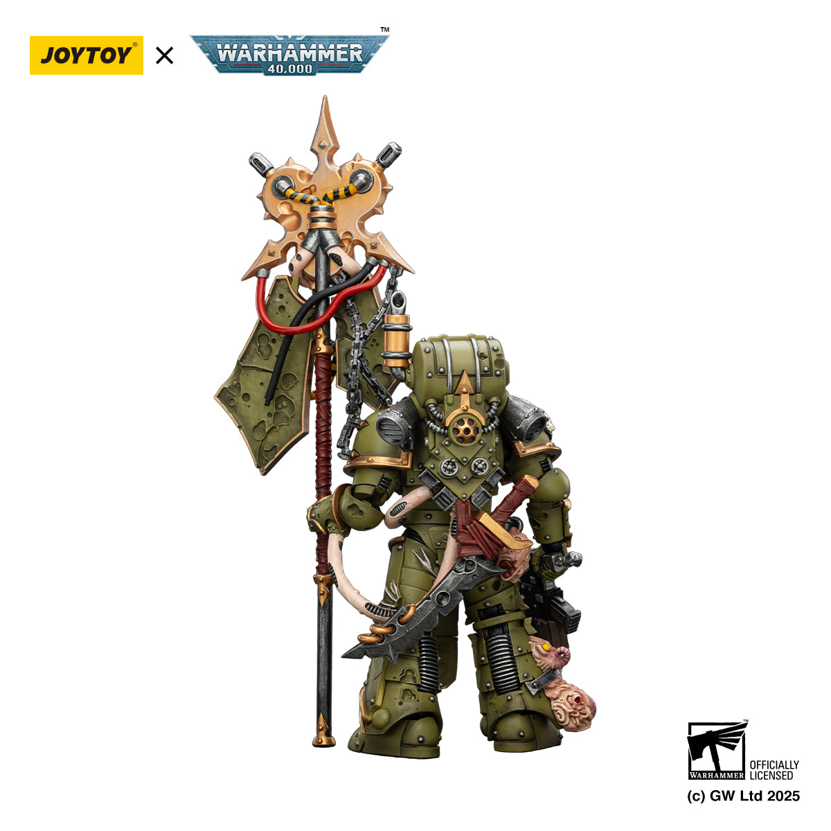JOYTOY  Warhammer 40,000  Scale：1/18  Death Guard Plague Marine Icon bearer with Boltgun and Plague knife