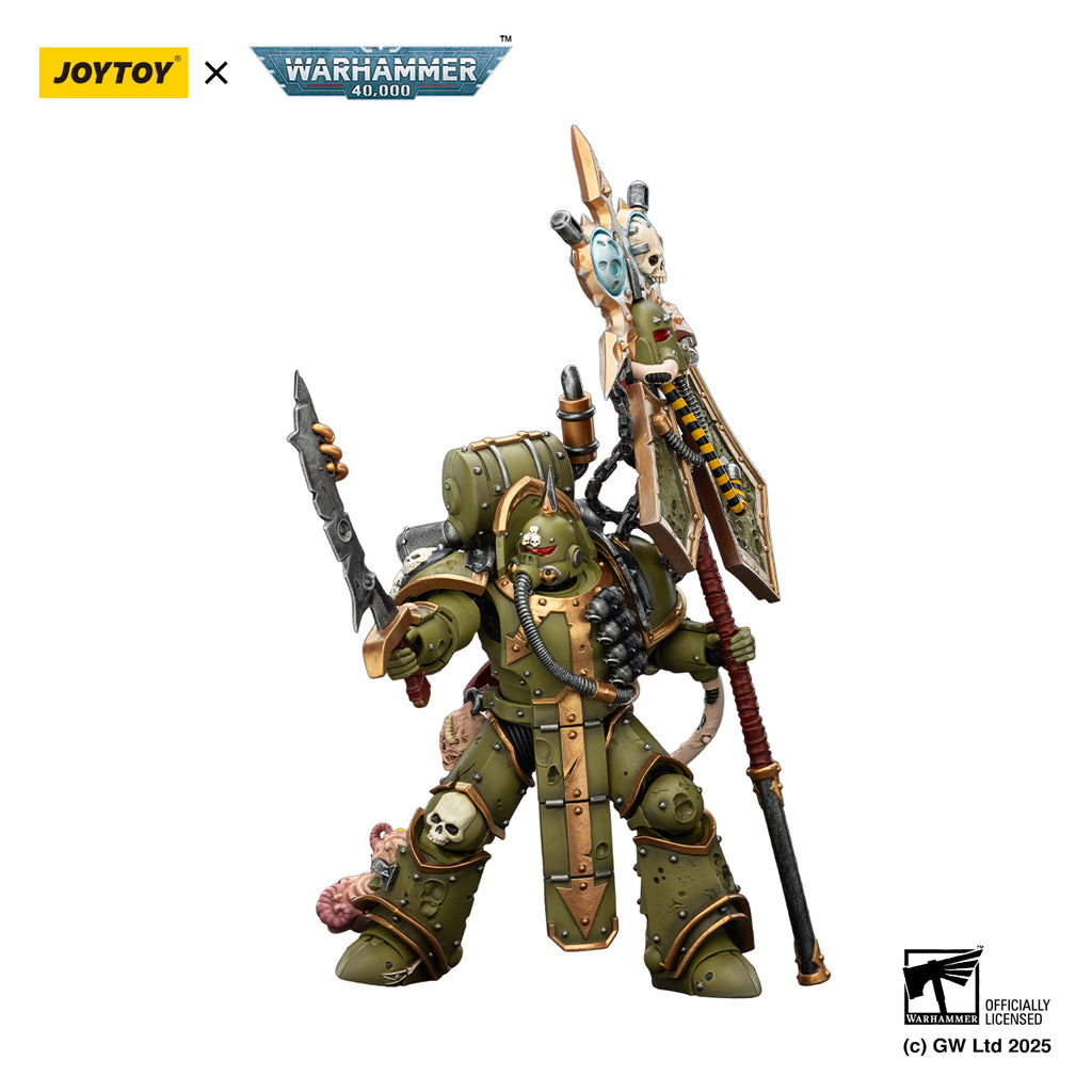 JOYTOY  Warhammer 40,000  Scale：1/18  Death Guard Plague Marine Icon bearer with Boltgun and Plague knife