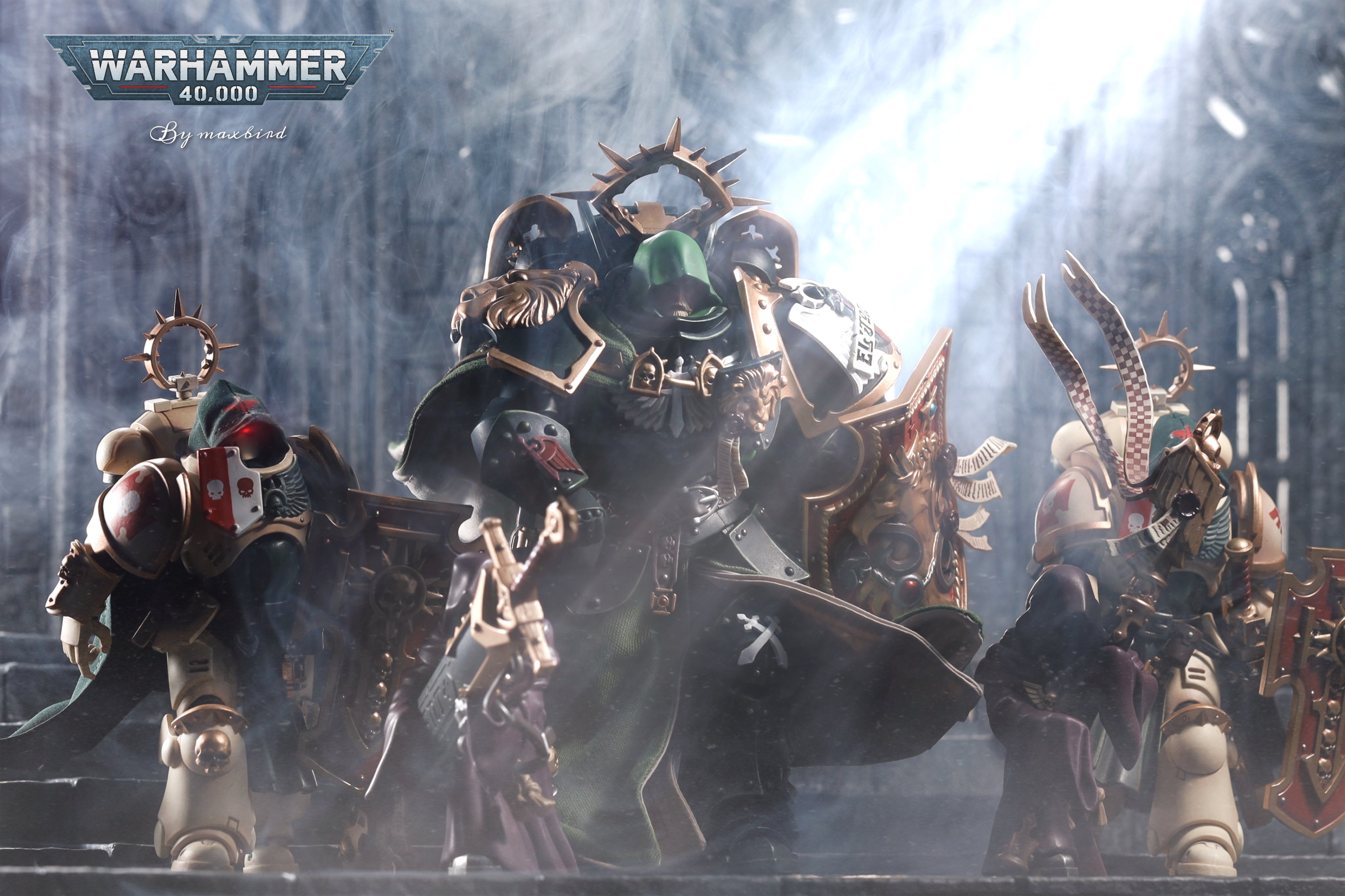 JOYTOY Warhammer 40K Dark Angels Lion Primarch High Master El Zhansen Action Figure Model Cloak Accessory Collectible