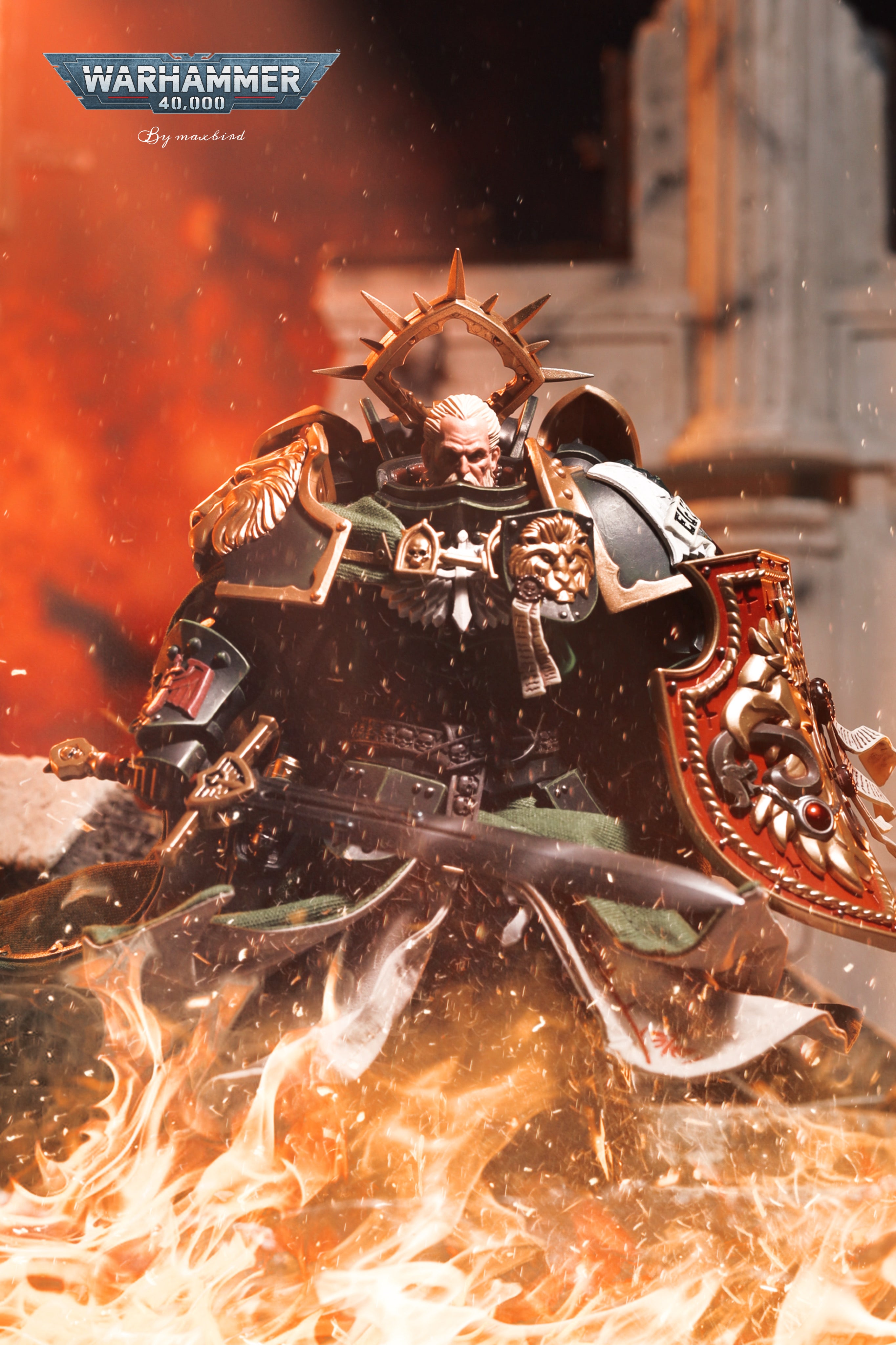 JOYTOY Warhammer 40K Dark Angels Lion Primarch High Master El Zhansen Action Figure Model Cloak Accessory Collectible