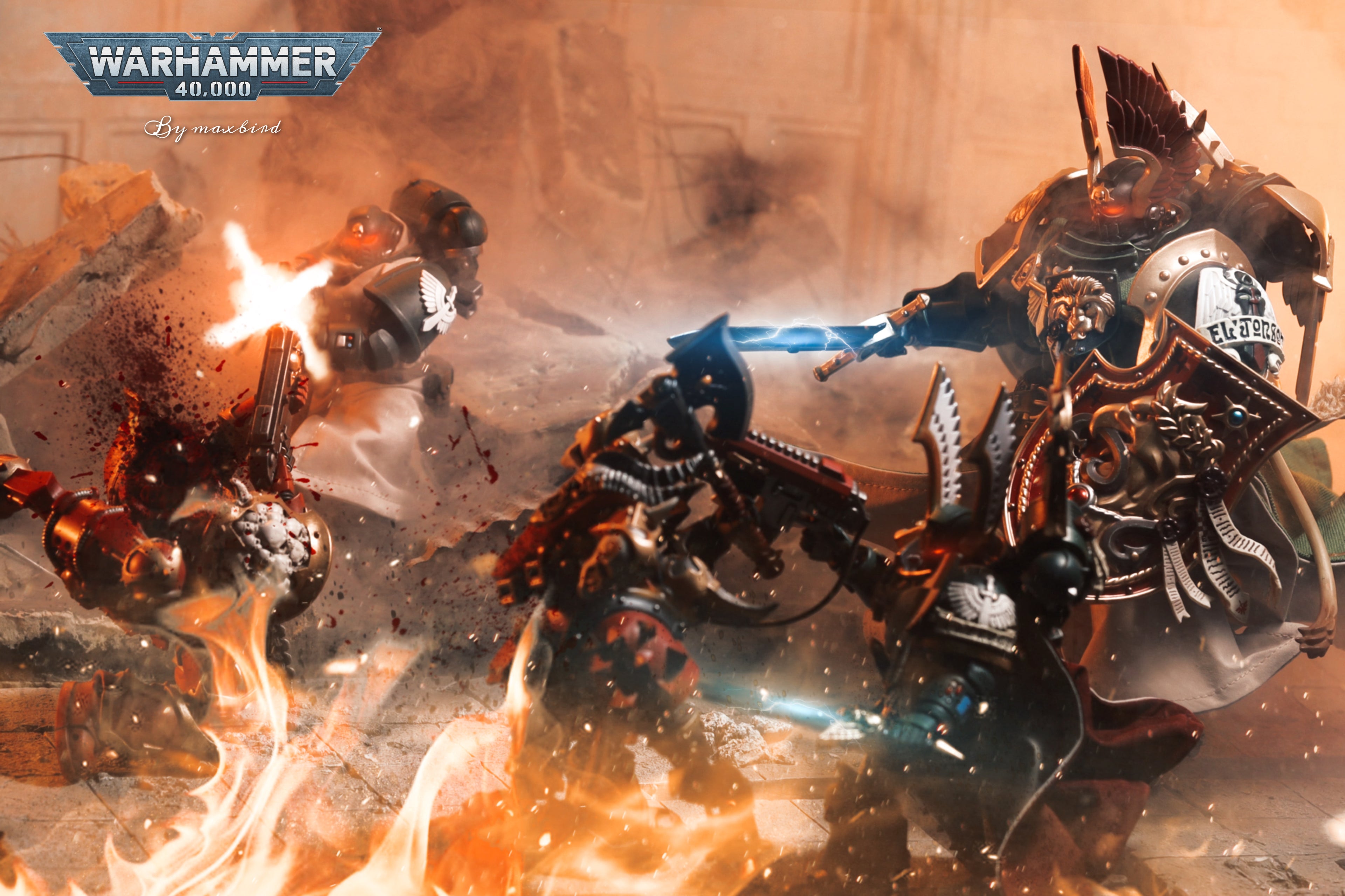 JOYTOY Warhammer 40K Dark Angels Lion Primarch High Master El Zhansen Action Figure Model Cloak Accessory Collectible