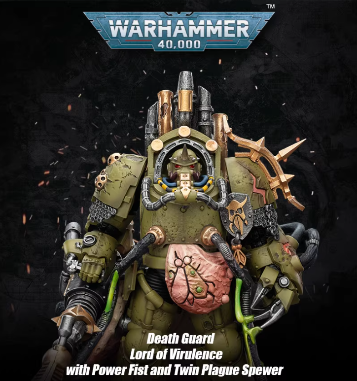 JOYTOY  Warhammer 40,000  Scale：1/18    Death Guard Lord of Virulence with Power Fist and Twin Plague Spewer