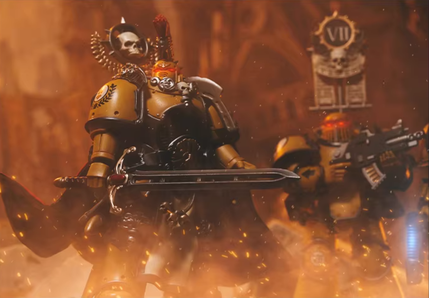 JOYTOY Warhammer 30K Imperial Fists Legion Commander Power Sword Action Figure Model Cloak Accessory Collectible