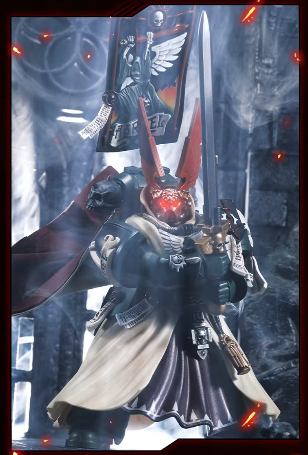 JOYTOY Warhammer 40K Dark Angels Lazarus Power Fist Master Action Figure Model Cloak Collectible