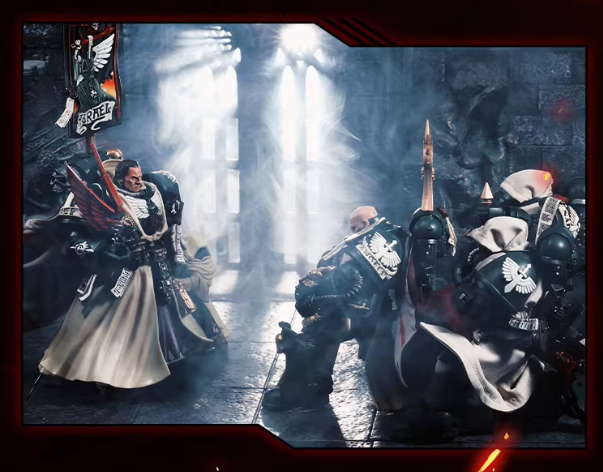 JOYTOY Warhammer 40K Dark Angels Lazarus Power Fist Master Action Figure Model Cloak Collectible