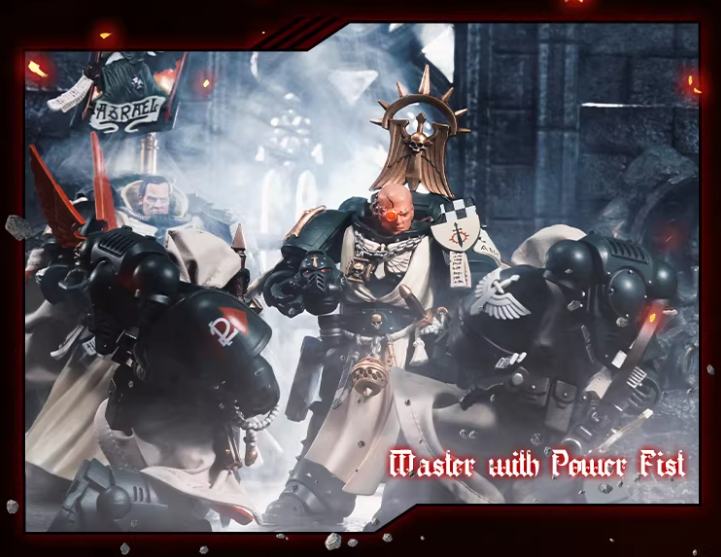 JOYTOY Warhammer 40K Dark Angels Lazarus Power Fist Master Action Figure Model Cloak Collectible