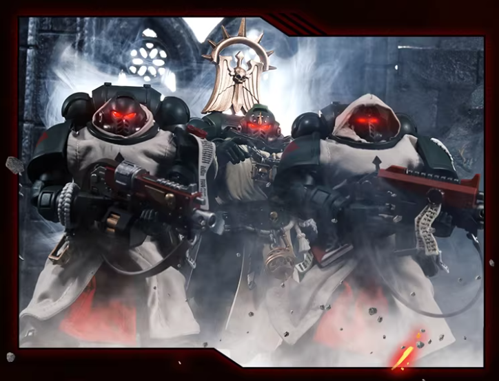 JOYTOY Warhammer 40K Dark Angels Lazarus Power Fist Master Action Figure Model Cloak Collectible