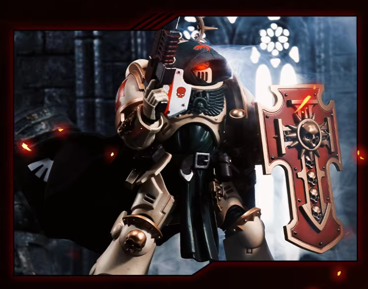 JOYTOY Warhammer 40K Dark Angels Lazarus Power Fist Master Action Figure Model Cloak Collectible