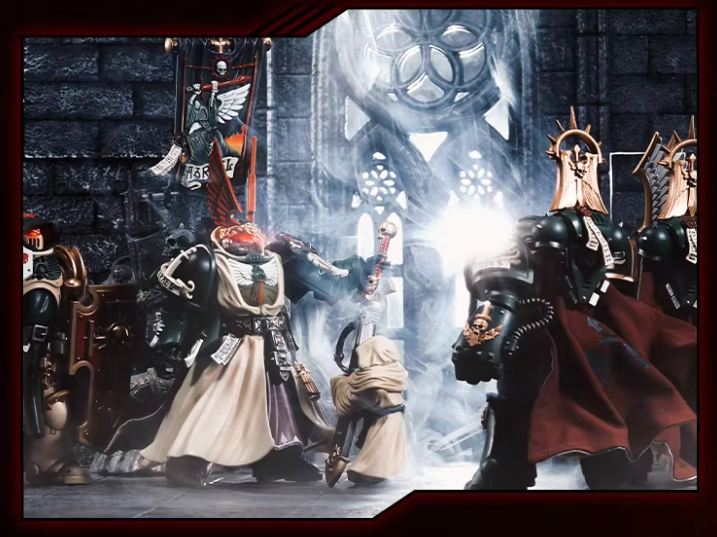 JOYTOY Warhammer 40K Dark Angels Lazarus Power Fist Master Action Figure Model Cloak Collectible