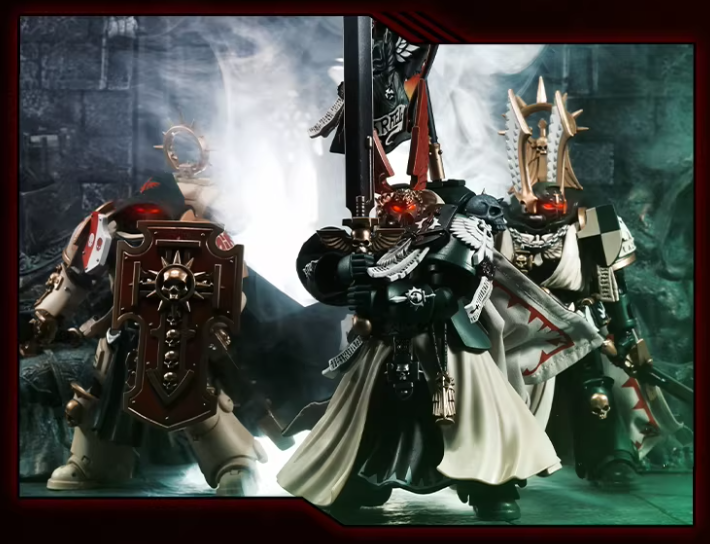 JOYTOY Warhammer 40K Dark Angels Lazarus Power Fist Master Action Figure Model Cloak Collectible