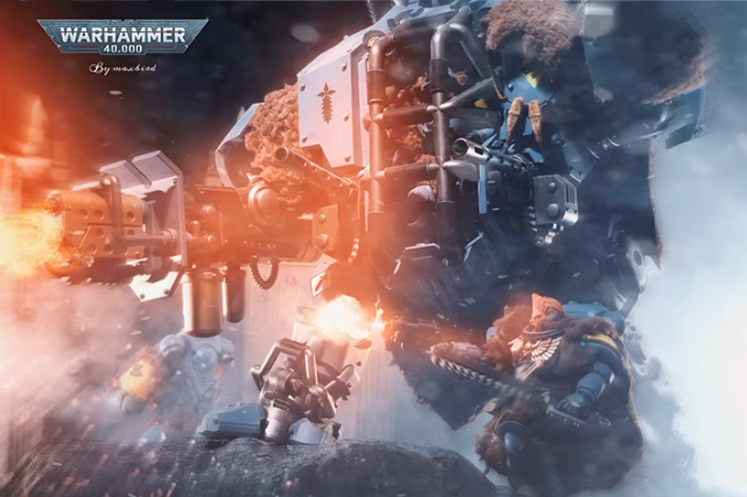 JOYTOY Warhammer 40K Space Wolves Invictor Warsuit Cloth Cloak Figure Accessory