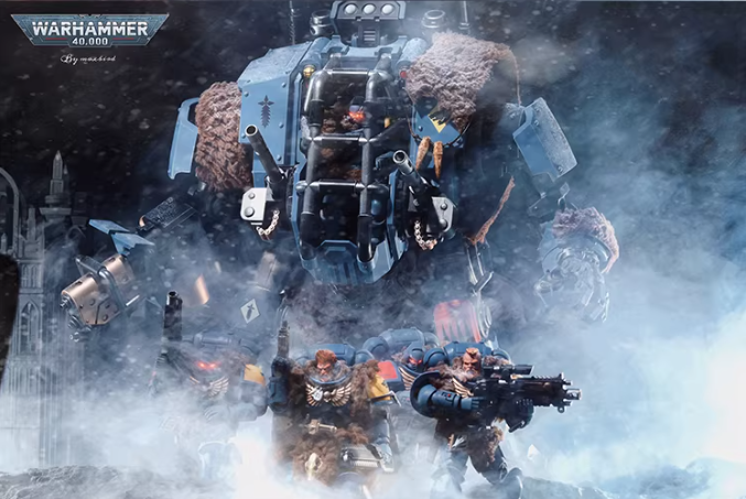 JOYTOY Warhammer 40K Space Wolves Invictor Warsuit Cloth Cloak Figure Accessory