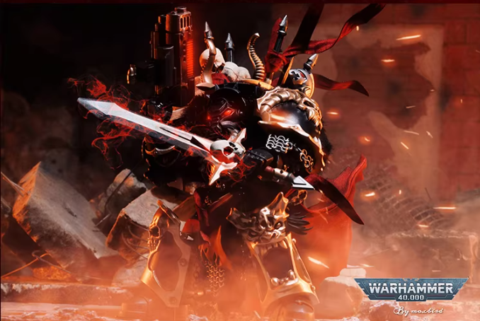 JOYTOY Warhammer 40K Chaos Black Legion Terminator Basarol·Gono·Nar Action Figure Model with Cloak Collectible