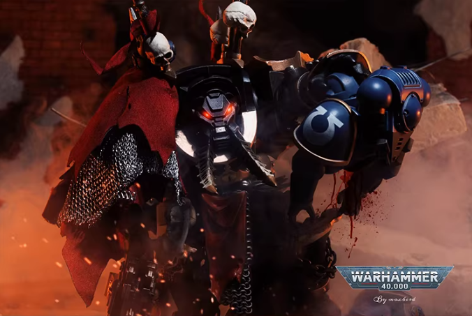 JOYTOY Warhammer 40K Chaos Black Legion Terminator Basarol·Gono·Nar Action Figure Model with Cloak Collectible