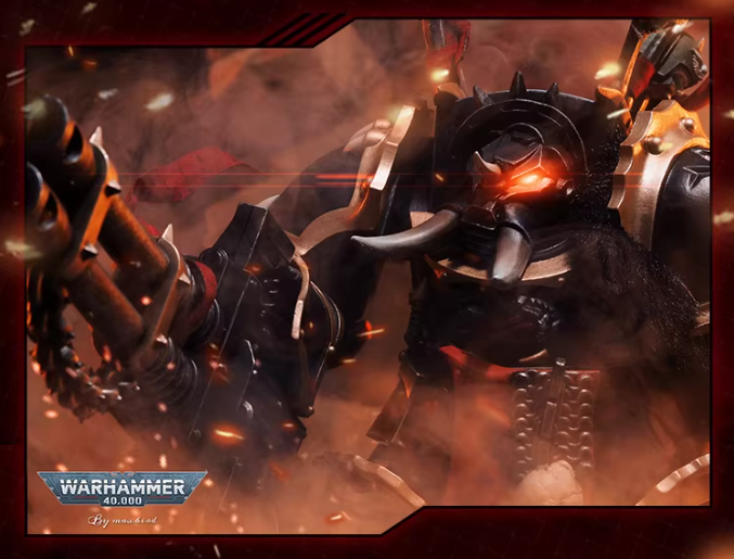 JOYTOY Warhammer 40K Chaos Black Legion Terminator Basarol·Gono·Nar Action Figure Model with Cloak Collectible