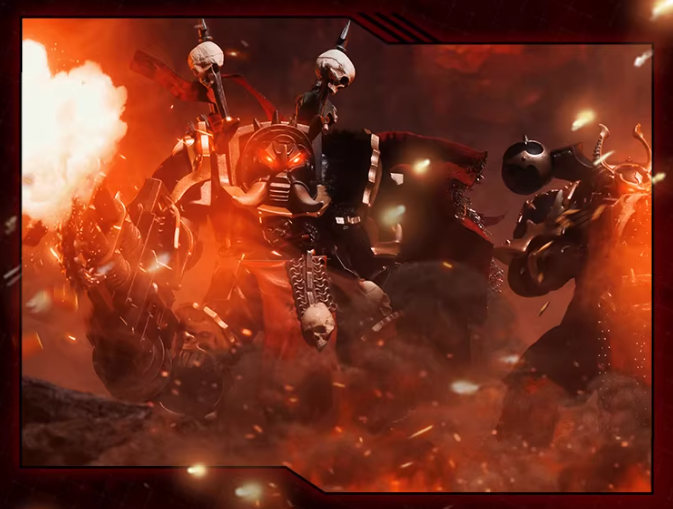 JOYTOY Warhammer 40K Chaos Black Legion Terminator Basarol·Gono·Nar Action Figure Model with Cloak Collectible