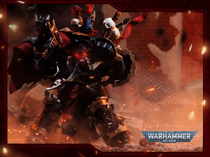 JOYTOY Warhammer 40K Chaos Black Legion Terminator Basarol·Gono·Nar Action Figure Model with Cloak Collectible