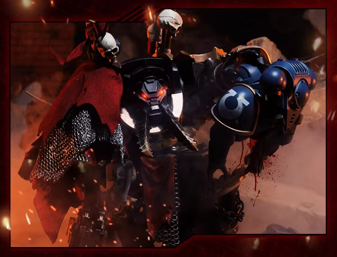 JOYTOY Warhammer 40K Chaos Black Legion Terminator Basarol·Gono·Nar Action Figure Model with Cloak Collectible