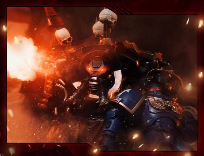 JOYTOY Warhammer 40K Chaos Black Legion Terminator Basarol·Gono·Nar Action Figure Model with Cloak Collectible