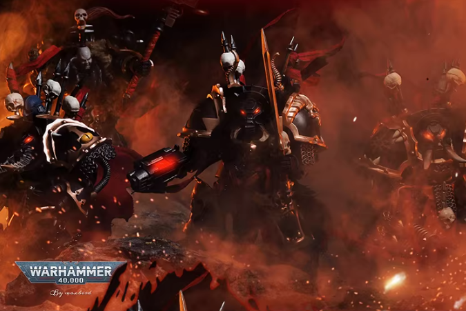 JOYTOY Warhammer 40K Chaos Black Legion Terminator Basarol·Gono·Nar Action Figure Model with Cloak Collectible