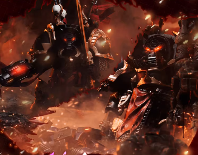 JOYTOY Warhammer 40K Chaos Black Legion Terminator Basarol·Gono·Nar Action Figure Model with Cloak Collectible