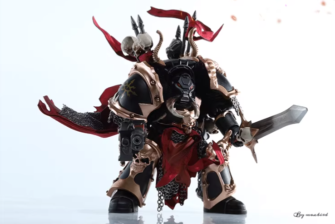 JOYTOY Warhammer 40K Chaos Black Legion Terminator Basarol·Gono·Nar Action Figure Model with Cloak Collectible