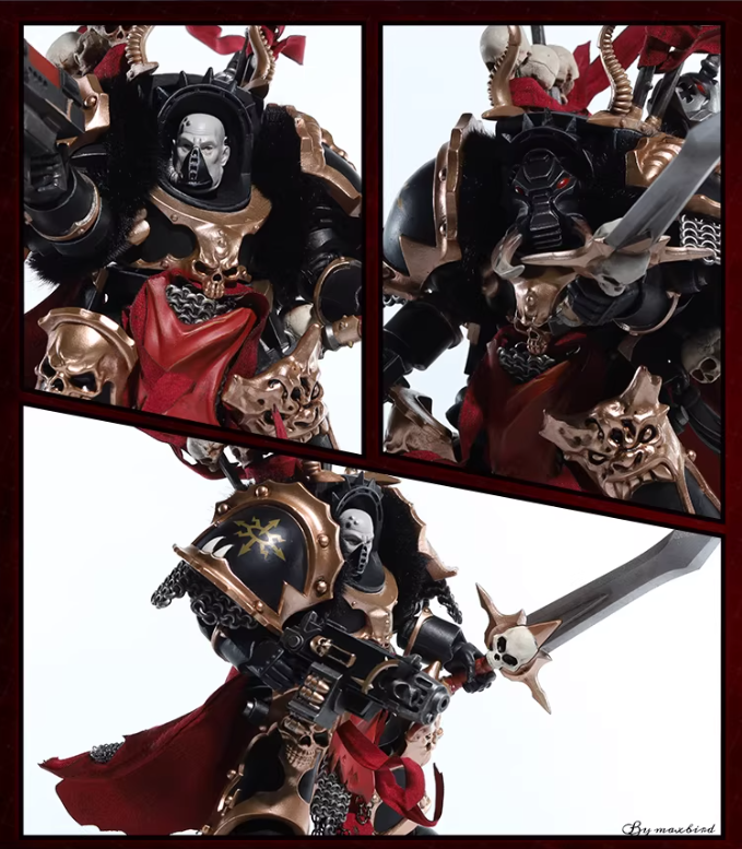 JOYTOY Warhammer 40K Chaos Black Legion Terminator Basarol·Gono·Nar Action Figure Model with Cloak Collectible
