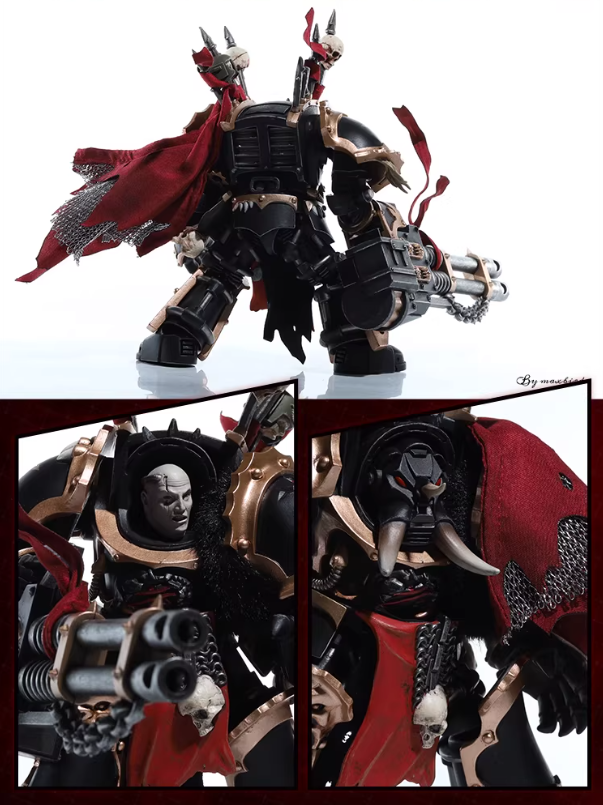 JOYTOY Warhammer 40K Chaos Black Legion Terminator Basarol·Gono·Nar Action Figure Model with Cloak Collectible