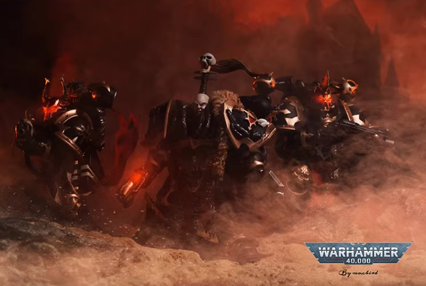 JOYTOY Warhammer 40K Black Legion Chaos Lord Karros Cloth Cloak Cape Set Figure Accessory