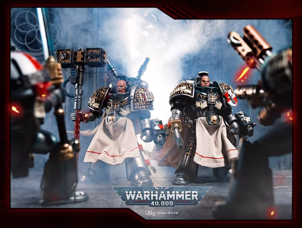 JOYTOY Warhammer 40K Dark Origin Grey Knights Assault Squad Action Figure Model Cloak Accessory Collectible