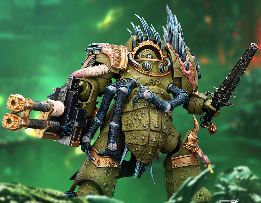 JOYTOY   Warhammer 40,000  Scale：1/18   Death Guard Blightlord Terminator 1 with Reaper Autocannon and Bubotic Blades